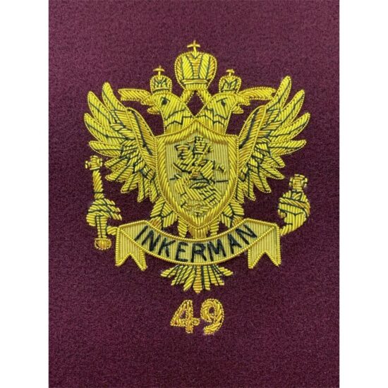 49-Inkerman-Badge-Handmade-With-Bullion-&-Wire-On-Maroon-Felt-Royal-Artillery