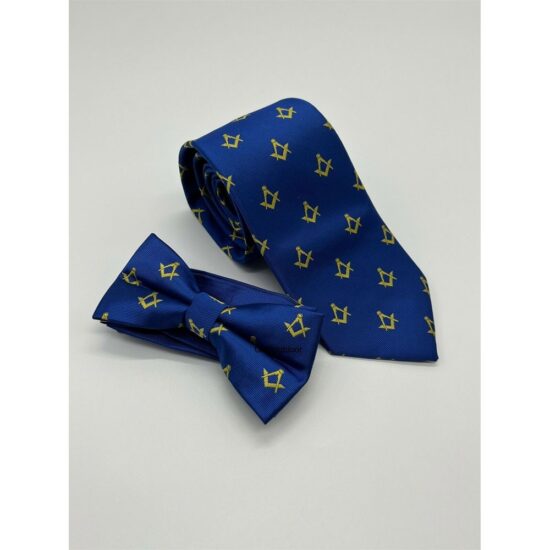 Craft-Masonic-Square-And-Compass-Blue-Tie-Bow-Set-Masonic-Lodge-Gift-Tie-Bow-Set