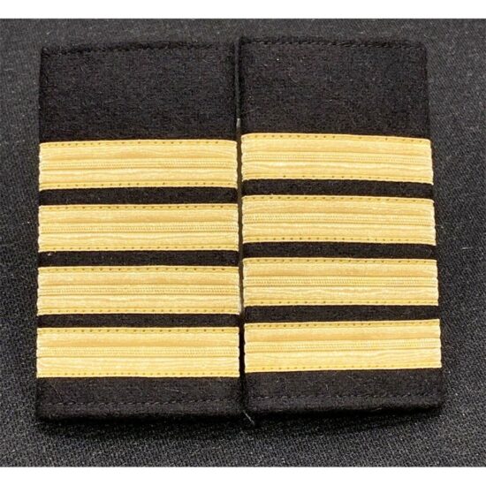 Epaulet-Pilot-Epaulette-Sliders-4-Gold-Bars-Captain-on-Black-Cloth