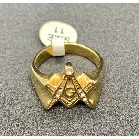 Masonic-Regalia-Compass-And-Square-Metal-Ring-With-Imitation-Stone-Gold-Colour