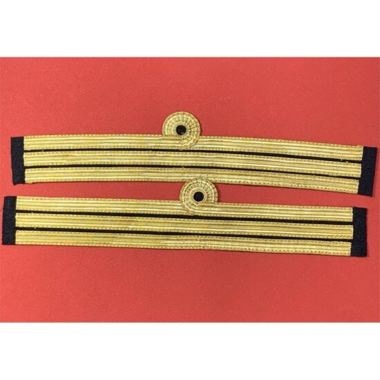 Royal-Navy-Cdr-Commander-Rank-Wire-Cuff-Sleeve-Two-Bar-1-Curl-Rank-Sleeve-Pair