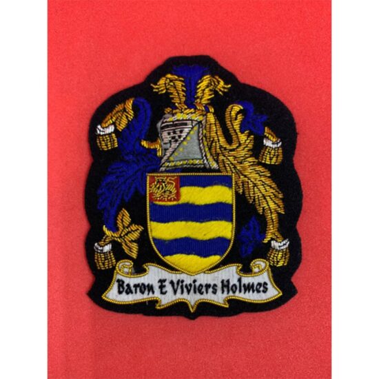 Viviers-Family-Crest-Badge-Baron-E-Viviers-Holmes-Hand-Embroidered-Bullion-and-Wire-Family-Crest-Jacket-Patch